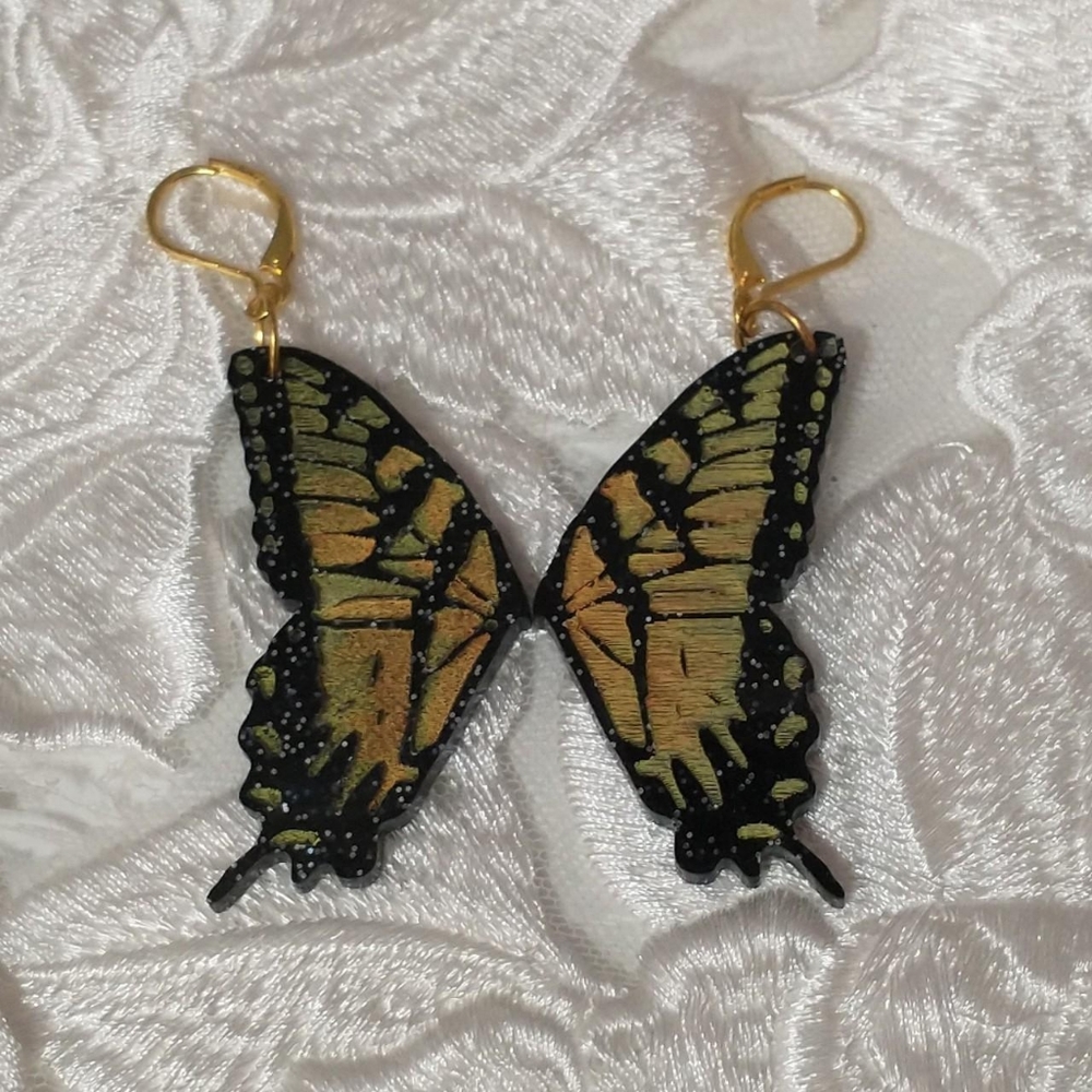Acrylic Monarch Butterfly Dangling Statement Earrings